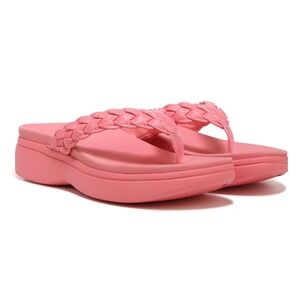 Vionic Womens Kenji Faux Leather Slip On Thong Wedge Sandals Shell‎ Pink 9.5M